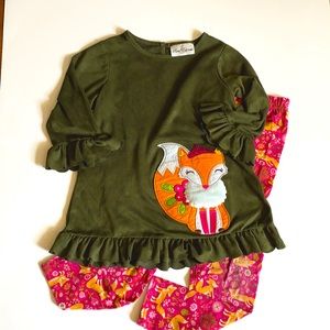Rare Editions matching fox tunic with fox pants set size 6X